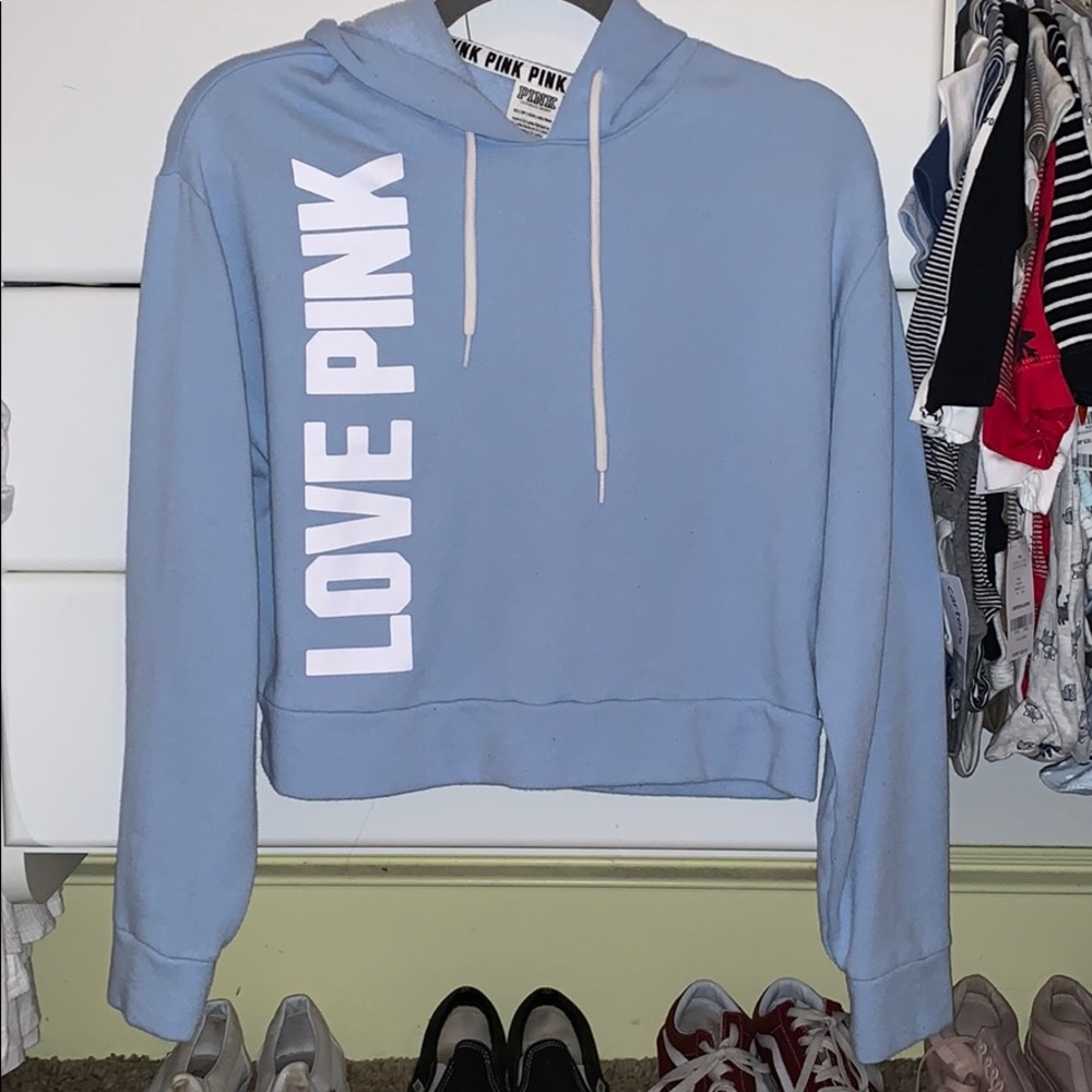 Baby blue PINK cropped hoodie
